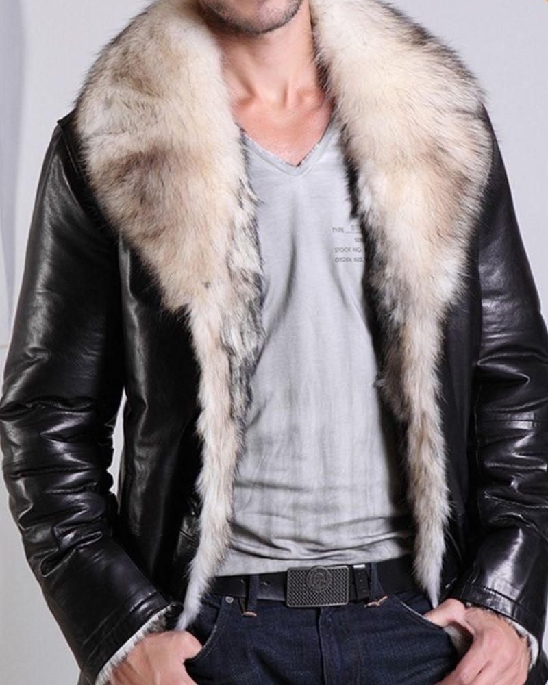 Men's Fur Lined Lambskin Coat